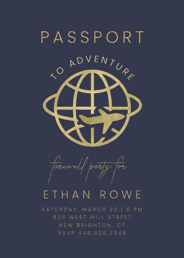 Passport to adventure - retirement & farewell party invitation